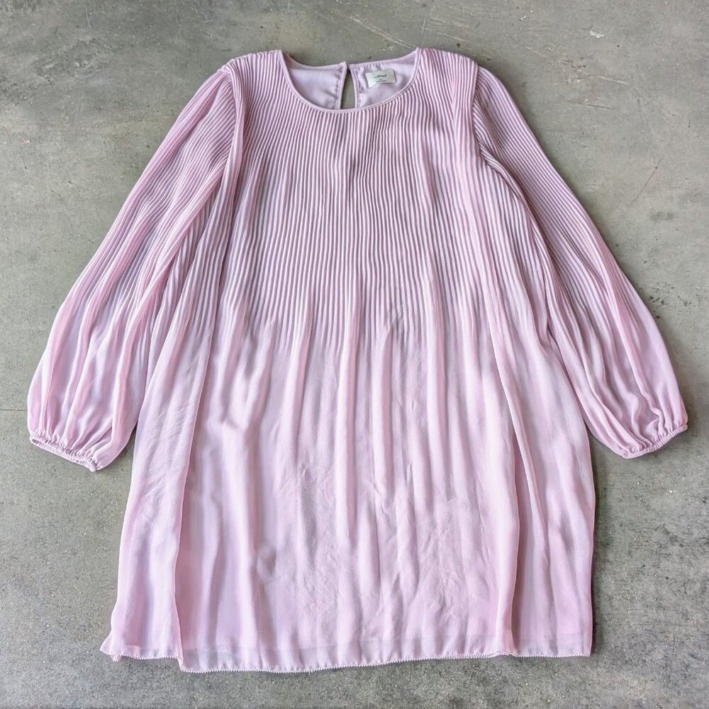 Aritzia Wilfred Daydreamer Mini Dress Long Sleeve Pleated Lavender Purple medium - Picture 2 of 9